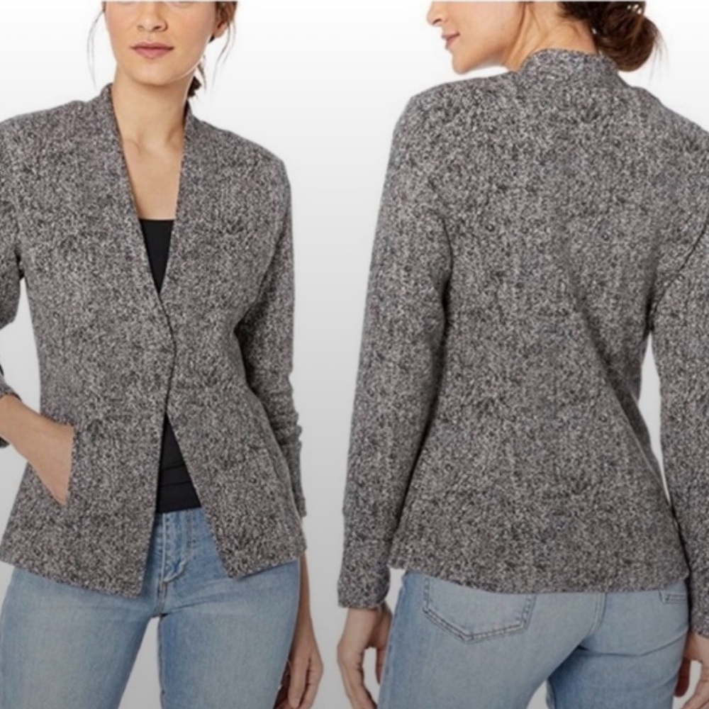 NIC+ZOE Black and White Textured Open-Front Jacket